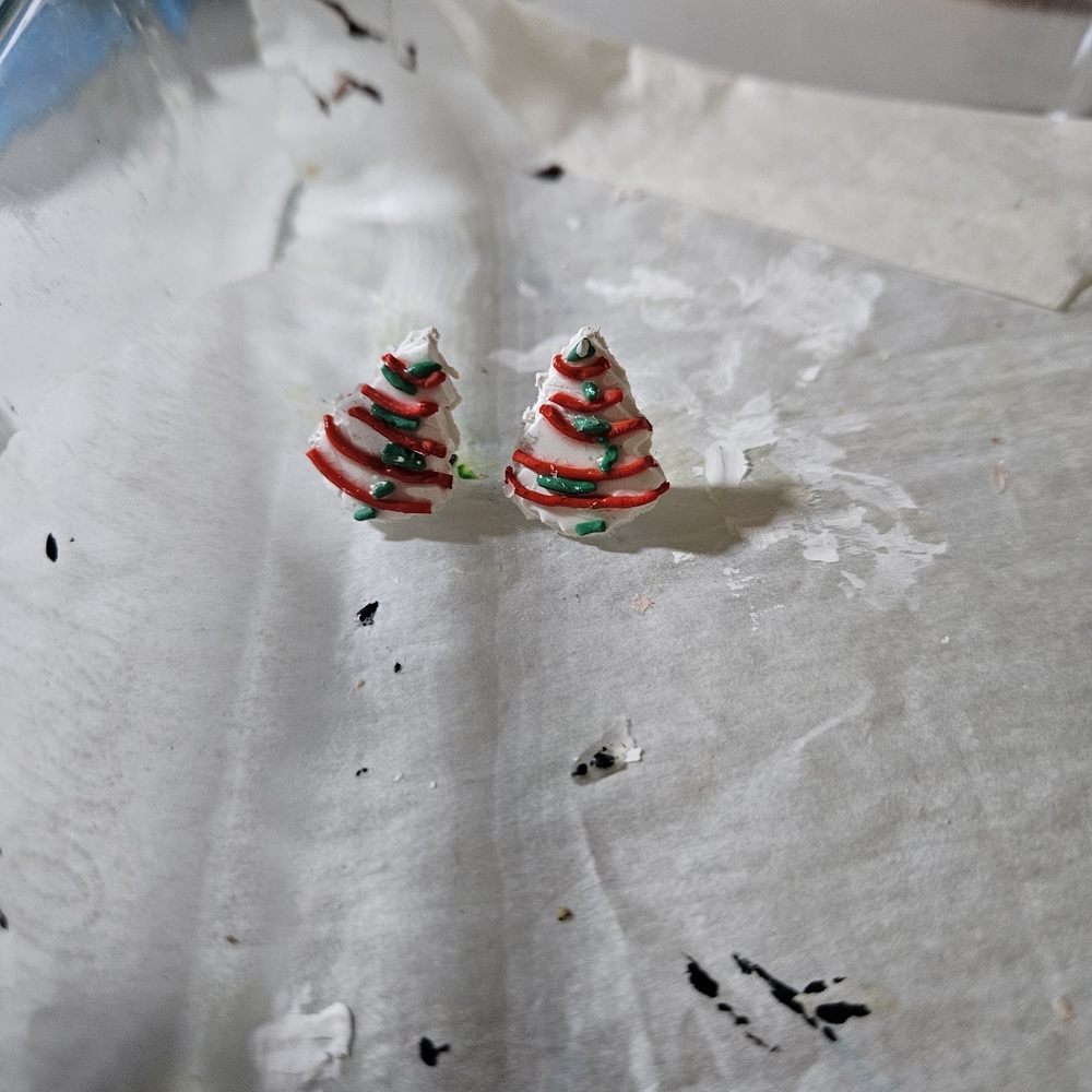 Handmade Christmas Tree Cake Earrings